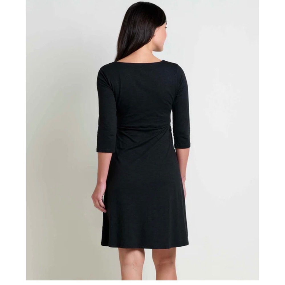 Toad & Co organic cotton 3/4‎ Sleeve Boat Neck Fit Flare Casual Dress Size M - Picture 2 of 10